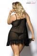 Foli - Babydoll in satin e pizzo con volants.