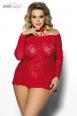 Alecto - Chemise in pizzo rosso con maniche lunghe.