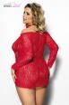 Alecto - Chemise in pizzo rosso con maniche lunghe.