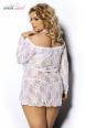 Cobayo - Chemise in pizzo bianco con maniche lunghe.