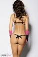 LESLY - Set 3 pezzi rosa/nero in tulle e pizzo con guanti.