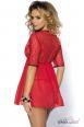 SAFFIE - babydoll in tulle e pizzo rosso mezze maniche