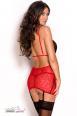THAIS - Chemise in pizzo rosso con reggicalze e coppe in tulle nero.