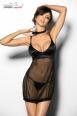 ABISARA  Chemise nera in tulle e satin.