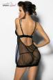 ABISARA  Chemise nera in tulle e satin.
