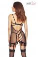 Palmina - Chemise trasparente in tulle ricamato con reggicalze.