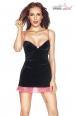Rackel - Chemise in velluto nero, aperta dietro con rifiniture rosa.