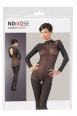 Catsuit nera a maniche lunghe con colletto.