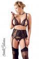 Set reggiseno, reggicalze e perizoma aperti.
