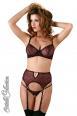 Intimo sexy 3 pz. reggiseno, reggicalze e perizoma bordeaux.