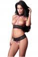 Intimo 2 pezzi senza coppe in pizzo e stringhe. Caprice