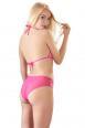 Intimo 2 pz. rosa in pizzo e microrete con fiocchi decorativi.