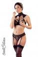 Intimo 2 pezzi in pizzo con collare e reggicalze.