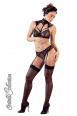Intimo 2 pezzi in pizzo con collare e reggicalze.