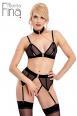 Set intimo in microrete e velluto con catene.