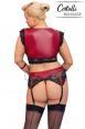 Set bondage in pizzo nero e tessuto rosso.