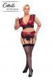 Set bondage in pizzo nero e tessuto rosso.