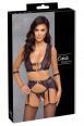 Set intimo 4 pezzi in pizzo viola con polsini.