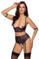 Set intimo 2 pezzi in pizzo viola con polsini.