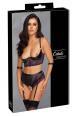 Set intimo 2 pezzi in pizzo viola con polsini.