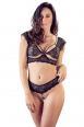 Completo intimo in pizzo con anelli e strass.