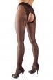 Collant neri aperti in satin e Lycra.