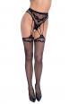 Collant aperto effetto calze e reggicalze a rete.