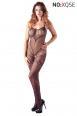 Catsuit a rete con pizzo lavorato.