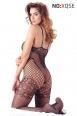 Catsuit a rete con pizzo lavorato.