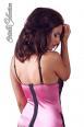 Guepiere rosa/nera con criss cross e perizoma.