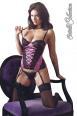 Guepiere rosa/nera con criss cross e perizoma.