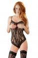 Body in pizzo floreale con calze autoreggenti.