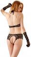 Body in pizzo e microrete con guanti.