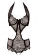 Body in pizzo e microrete con guanti.