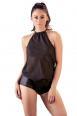 Body in chiffon con chiusura zip al cavallo.