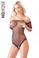 Body a rete con maniche corte e bordi in pizzo.
