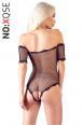 Body a rete con maniche corte e bordi in pizzo.