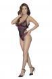Body in tulle con ricami rossi in pizzo.