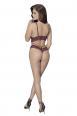 Body in tulle con ricami rossi in pizzo.