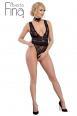 Body in pizzo e raso con catene e girocollo.