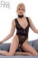 Body in pizzo e raso con catene e girocollo.