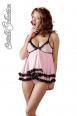 Babydoll rosa con merletti neri.