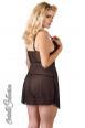 Babydoll in rete con coppe in pizzo.