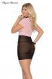 Chemise in tulle con ricami. Nero/rosa.