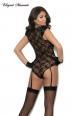 Body in pizzo e satin con reggicalze.