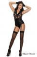 Body in pizzo e satin con reggicalze.