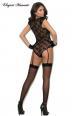 Body in pizzo e satin con reggicalze.