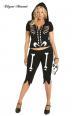 Costume scheletro 4 pezzi. 3/4X