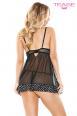 Babydoll in tulle e microfibra a pois con perizoma.