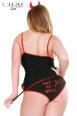 Completo Diavoletta 3 pezzi nero/rosso con corna.